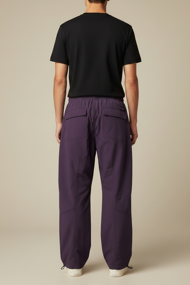 Pantalon Parachute Violet Homme Ample Décontracté Cordon - Polyester - vue 2
