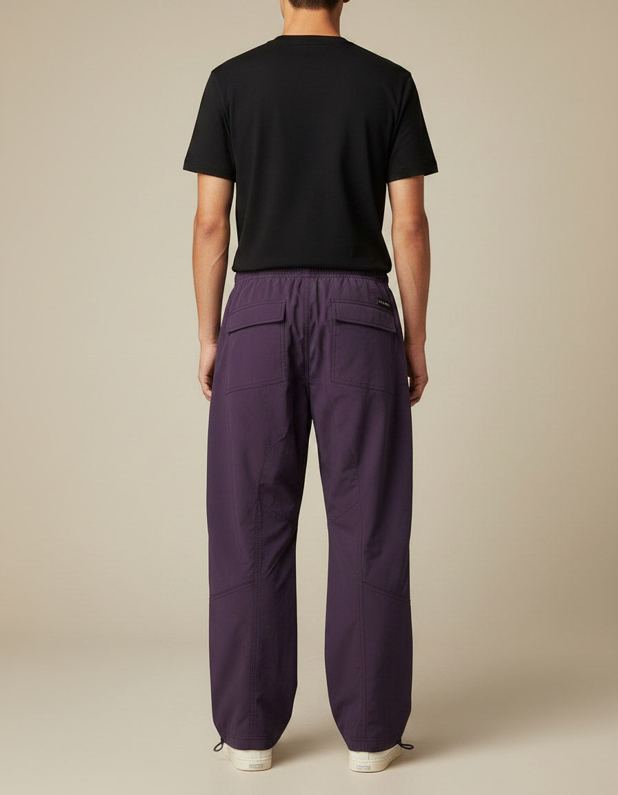 Pantalon Parachute Violet Homme Ample Décontracté Cordon - Polyester - vue 2