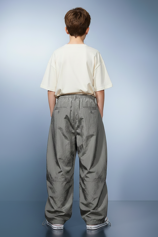 Pantalon Parachute Gris Ample Nylon Enfant Décontracté - Polyester - vue 2