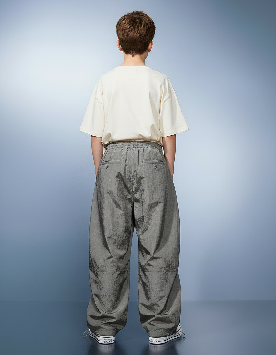 Pantalon Parachute Gris Ample Nylon Enfant Décontracté - Polyester - vue 2
