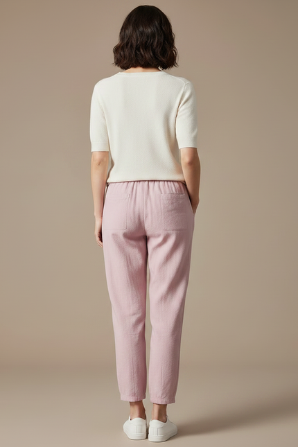 Pantalon Parachute Rose Lin Ample Femme Décontracté - vue 2