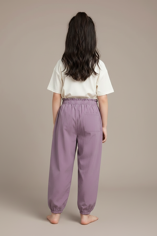 Pantalon Parachute Violet Fluide Ample Confortable Enfant - Polyester - vue 2
