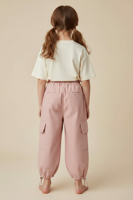 Pantalon Parachute Rose Cargo Ample Enfant Léger - Polyester - vue 2