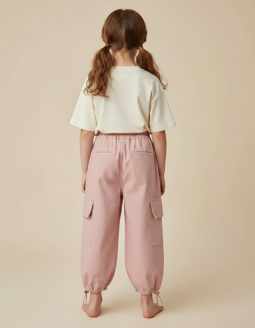 Pantalon Parachute Rose Cargo Ample Enfant Léger - Polyester - vue 2