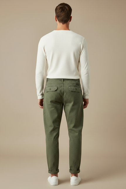 Pantalon Parachute Kaki Coton Ample Décontracté Homme - vue 2
