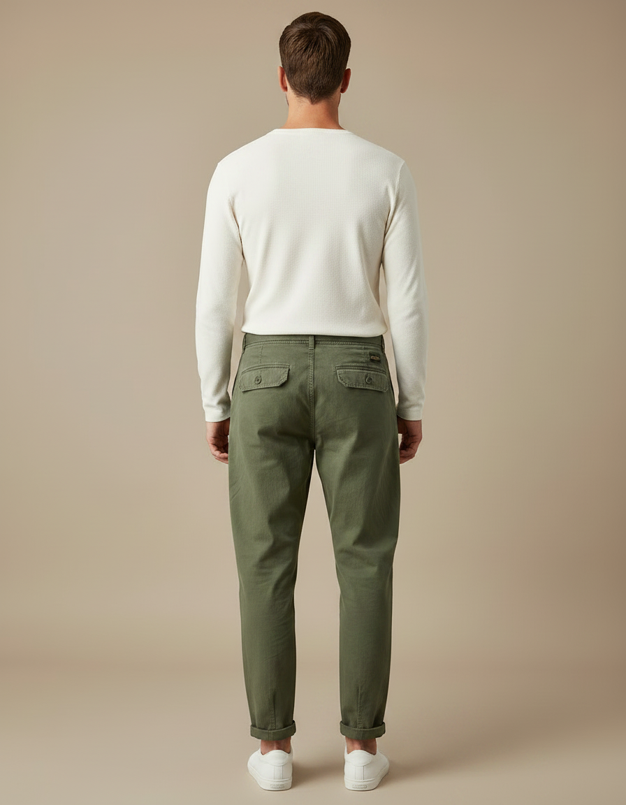 Pantalon Parachute Kaki Coton Ample Décontracté Homme - vue 2