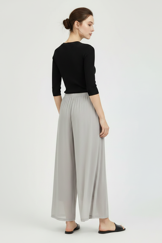 Pantalon Parachute Gris Fluide Ample Maille Femme - vue 2