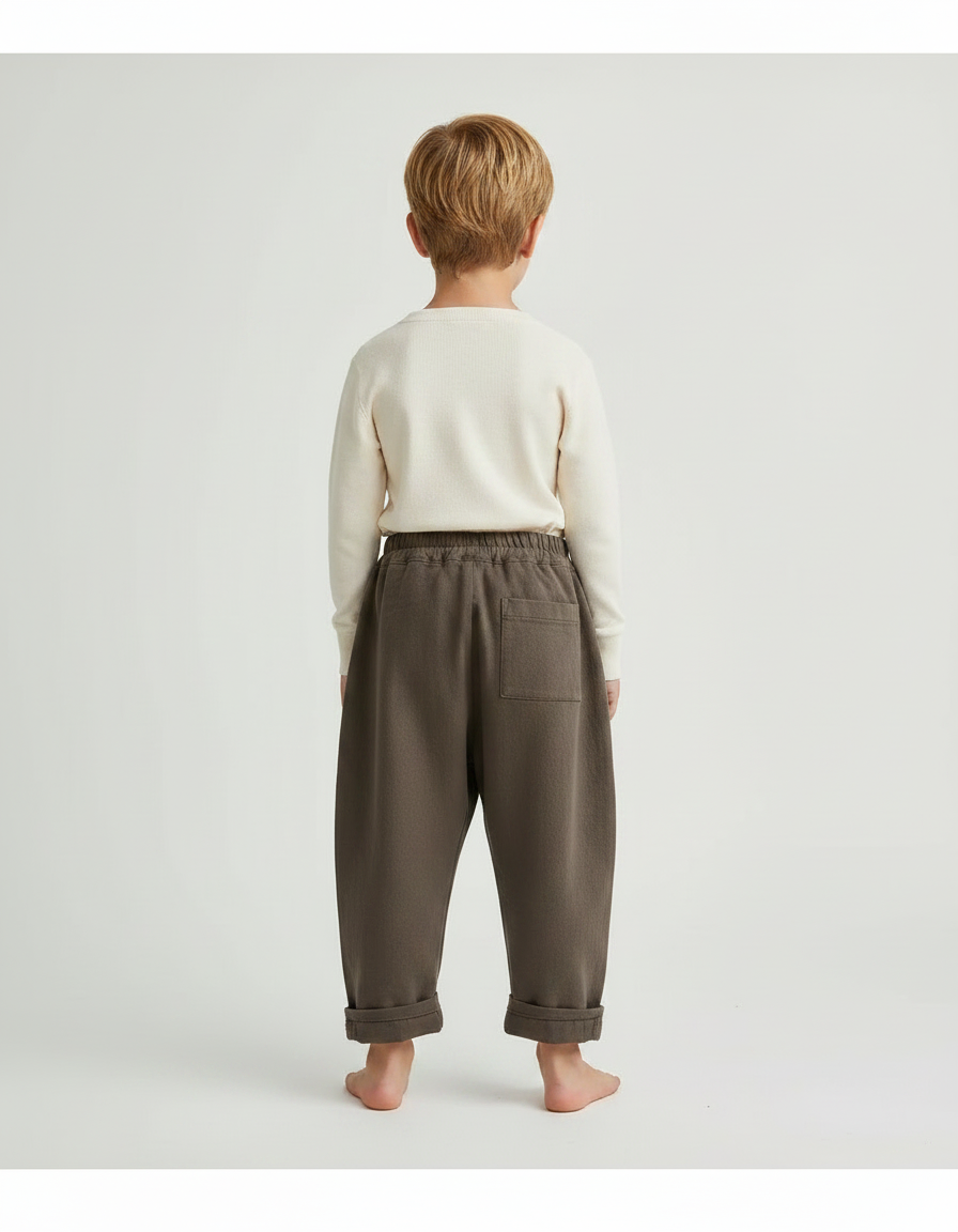 Pantalon Parachute Garçon Kaki Baggy - Molleton - vue 2