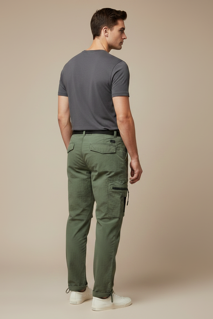 Pantalon Parachute Kaki Cargo Ample Fonctionnel Homme - Polyester - vue 2