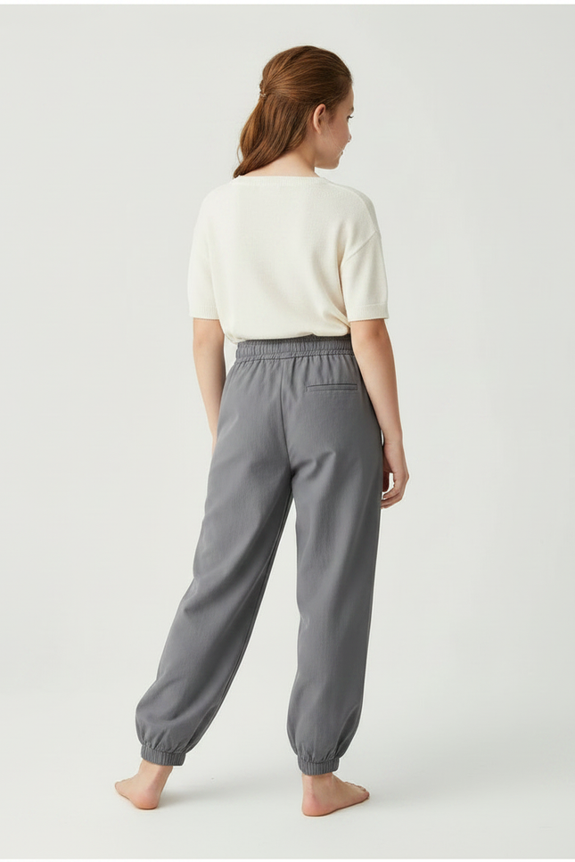 Pantalon Parachute Gris Ample Fille Décontracté Coton - vue 2