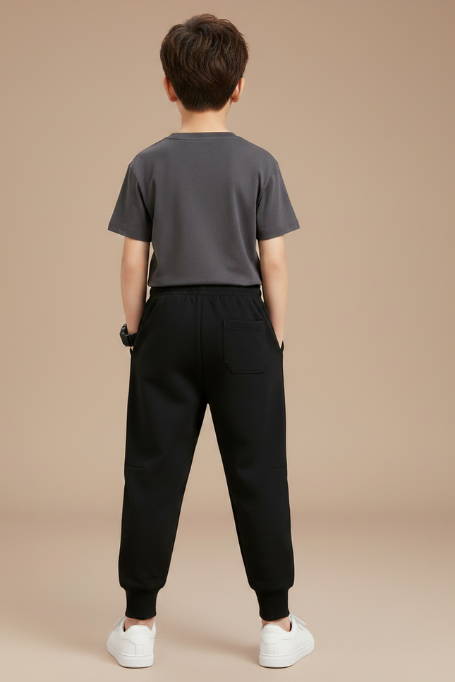 Pantalon Parachute Noir Ample Imprimé Éclair Enfant - Molleton - vue 2