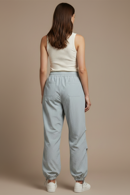 Pantalon Parachute Gris Femme Décontracté Lâche Léger - Polyester - vue 2