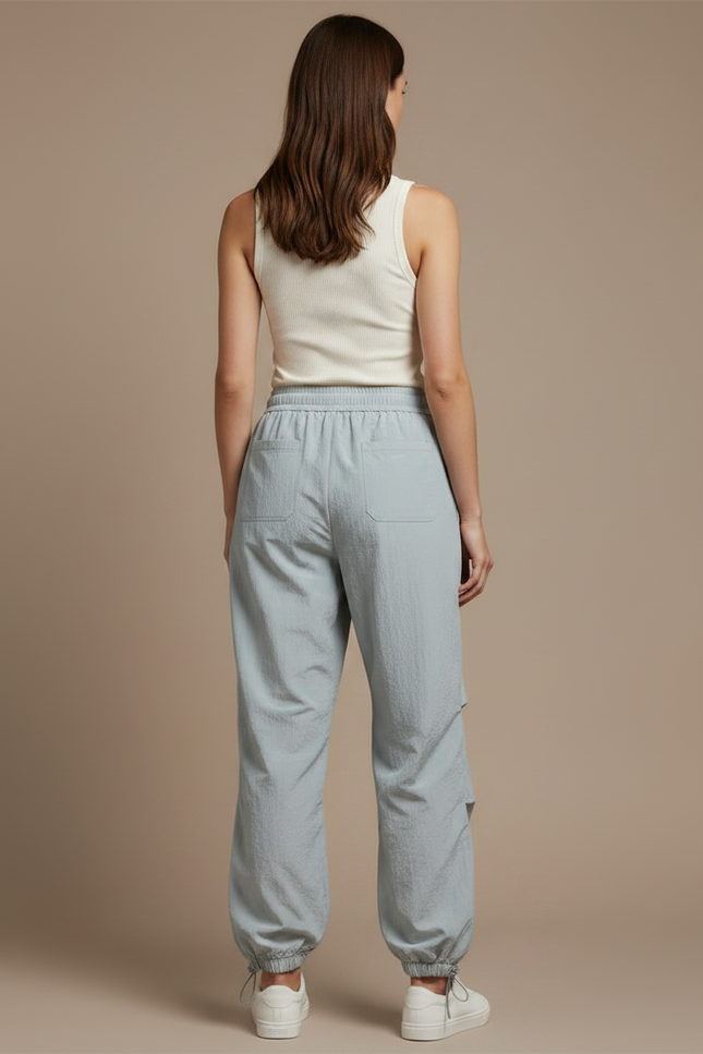 Pantalon Parachute Gris Femme Décontracté Lâche Léger - Polyester - vue 2