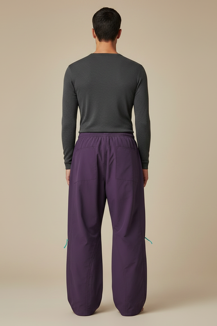Pantalon Parachute Violet Ample Décontracté Homme Cordon Sport - Polyester - vue 2