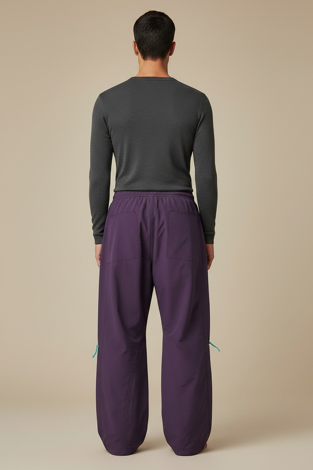 Pantalon Parachute Violet Ample Décontracté Homme Cordon Sport - Polyester - vue 2