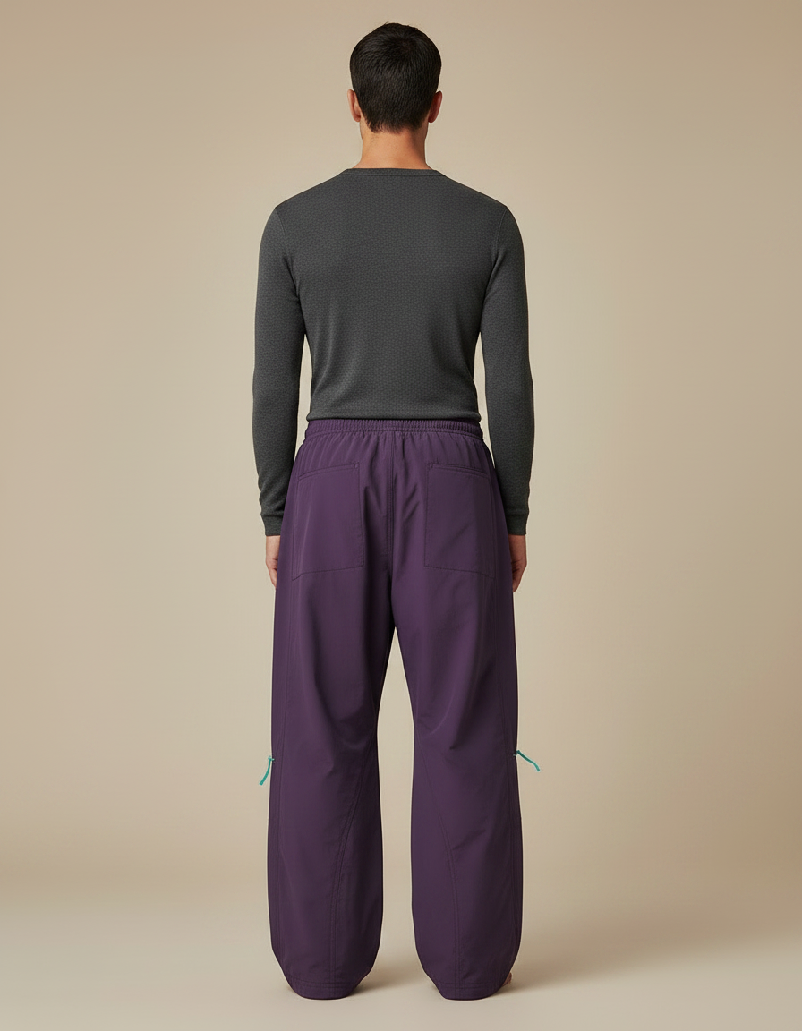 Pantalon Parachute Violet Ample Décontracté Homme Cordon Sport - Polyester - vue 2