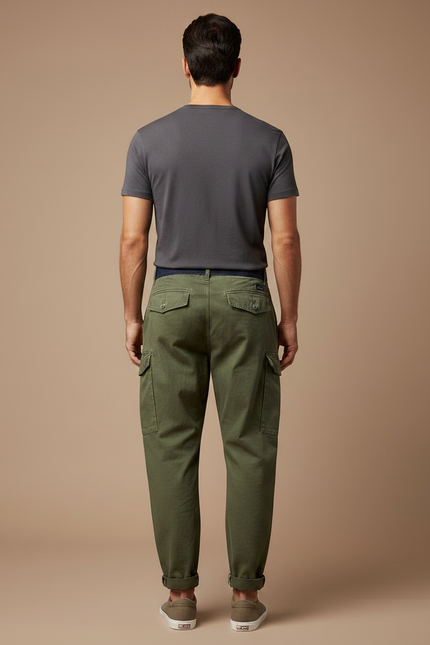 Pantalon Parachute Kaki Cargo Coton Ample Homme Décontracté - vue 2