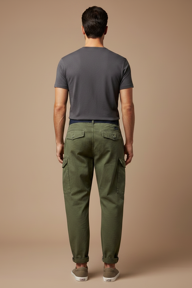 Pantalon Parachute Kaki Cargo Coton Ample Homme Décontracté - vue 2