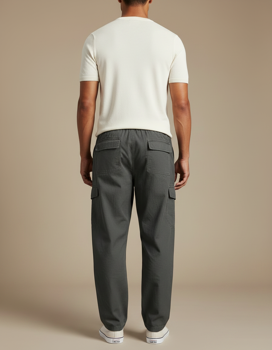Pantalon Parachute Homme Kaki Cargo - Toile - vue 2