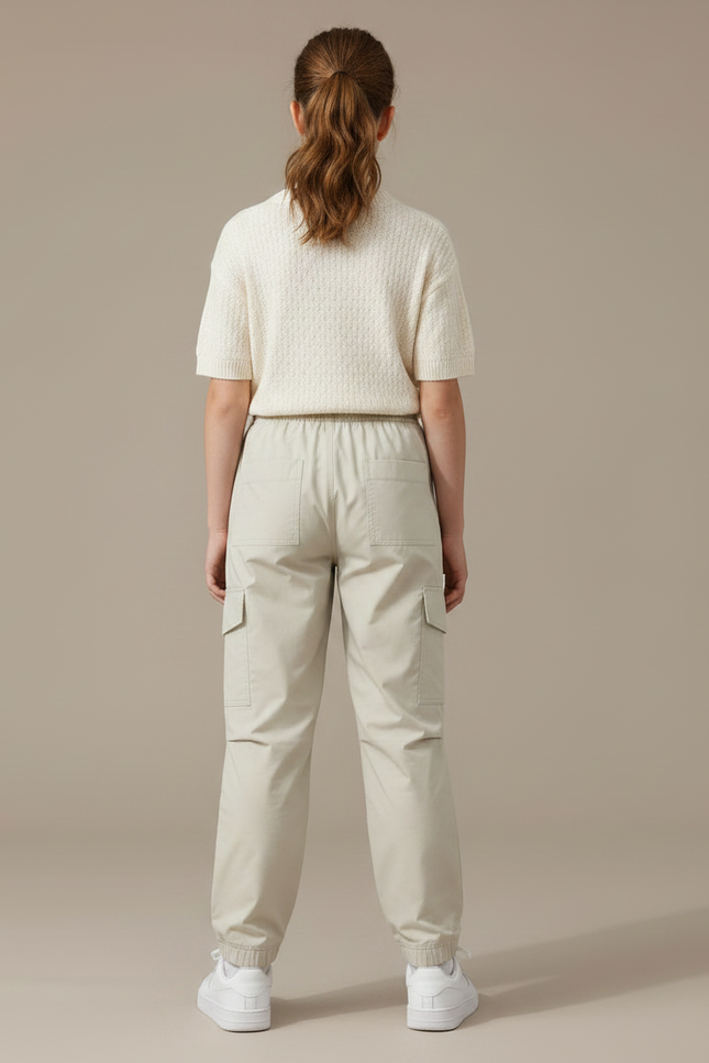 Pantalon Parachute Beige Cargo Léger Fille Décontracté - Polyester - vue 2