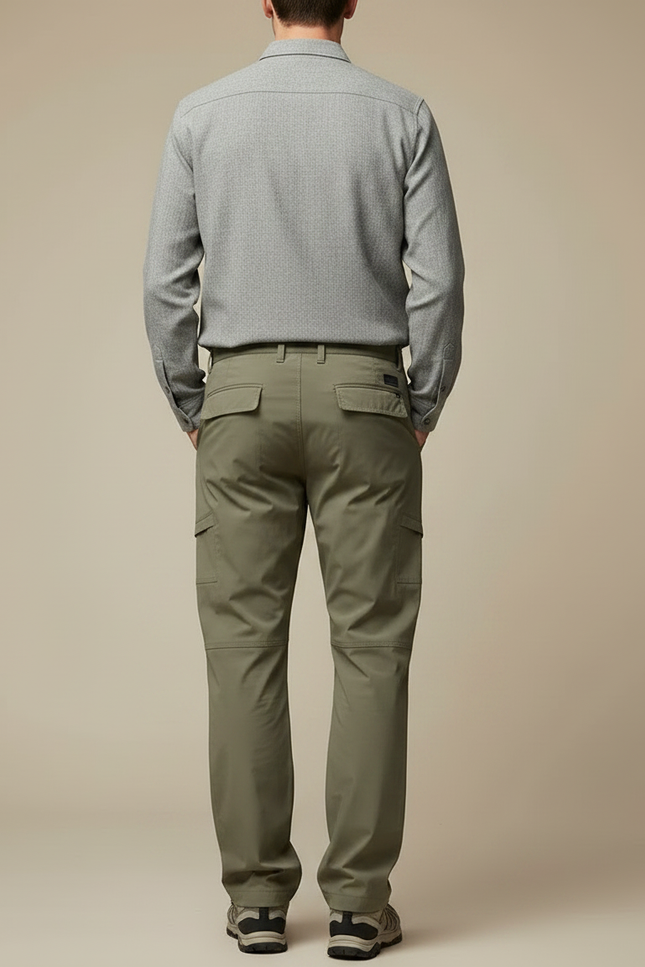 Pantalon Parachute Kaki Cordon Cargo Confortable Homme - Polyester - vue 2