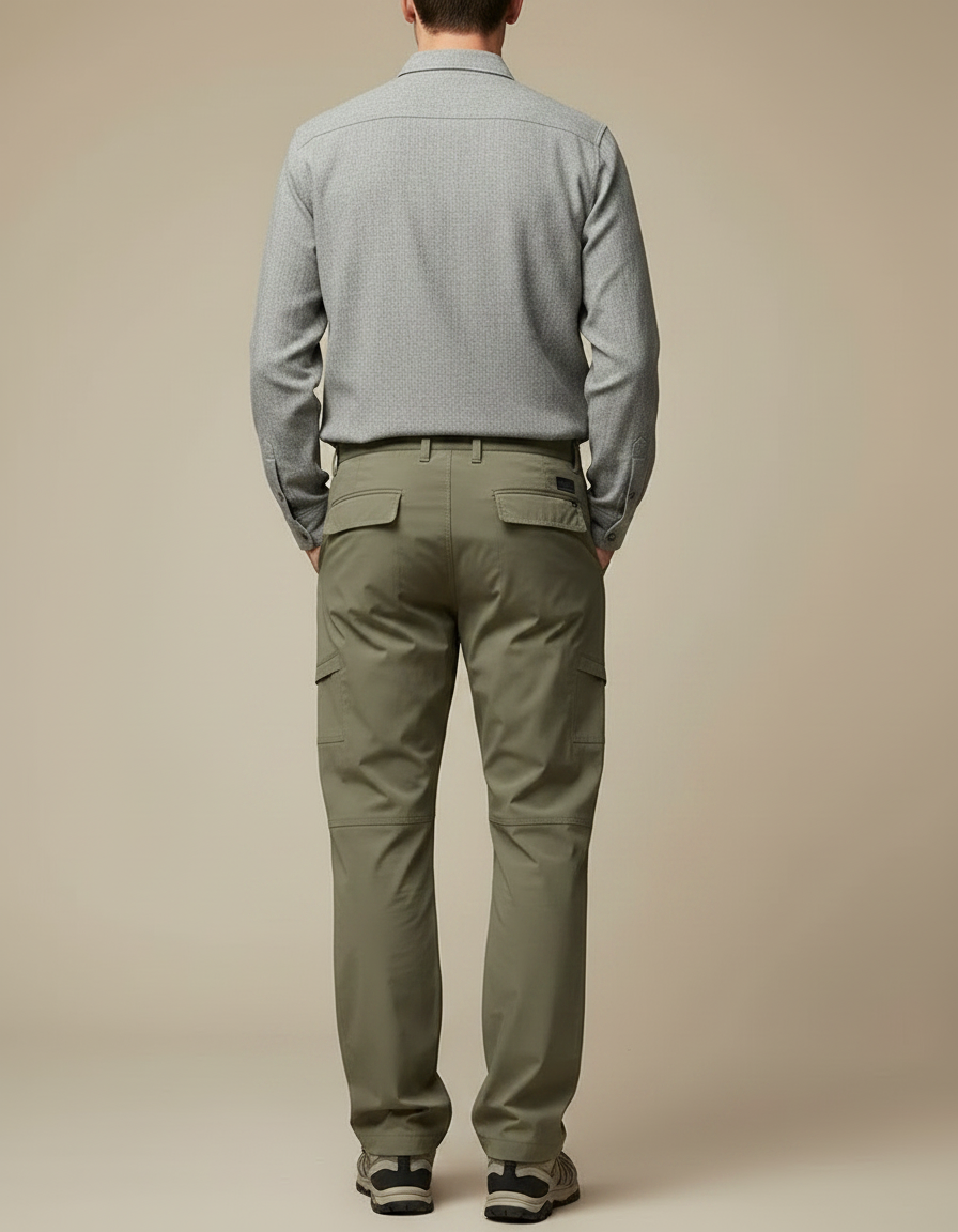 Pantalon Parachute Kaki Cordon Cargo Confortable Homme - Polyester - vue 2