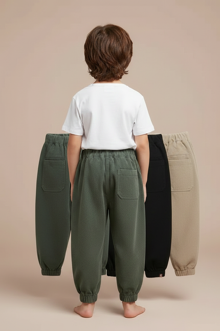 Pantalon Parachute Coton Ample Cargo Enfant - Kaki - vue 2