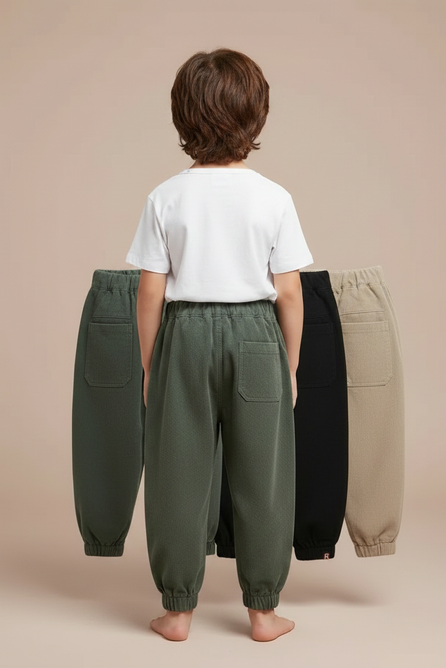 Pantalon Parachute Coton Ample Cargo Enfant - Kaki - vue 2