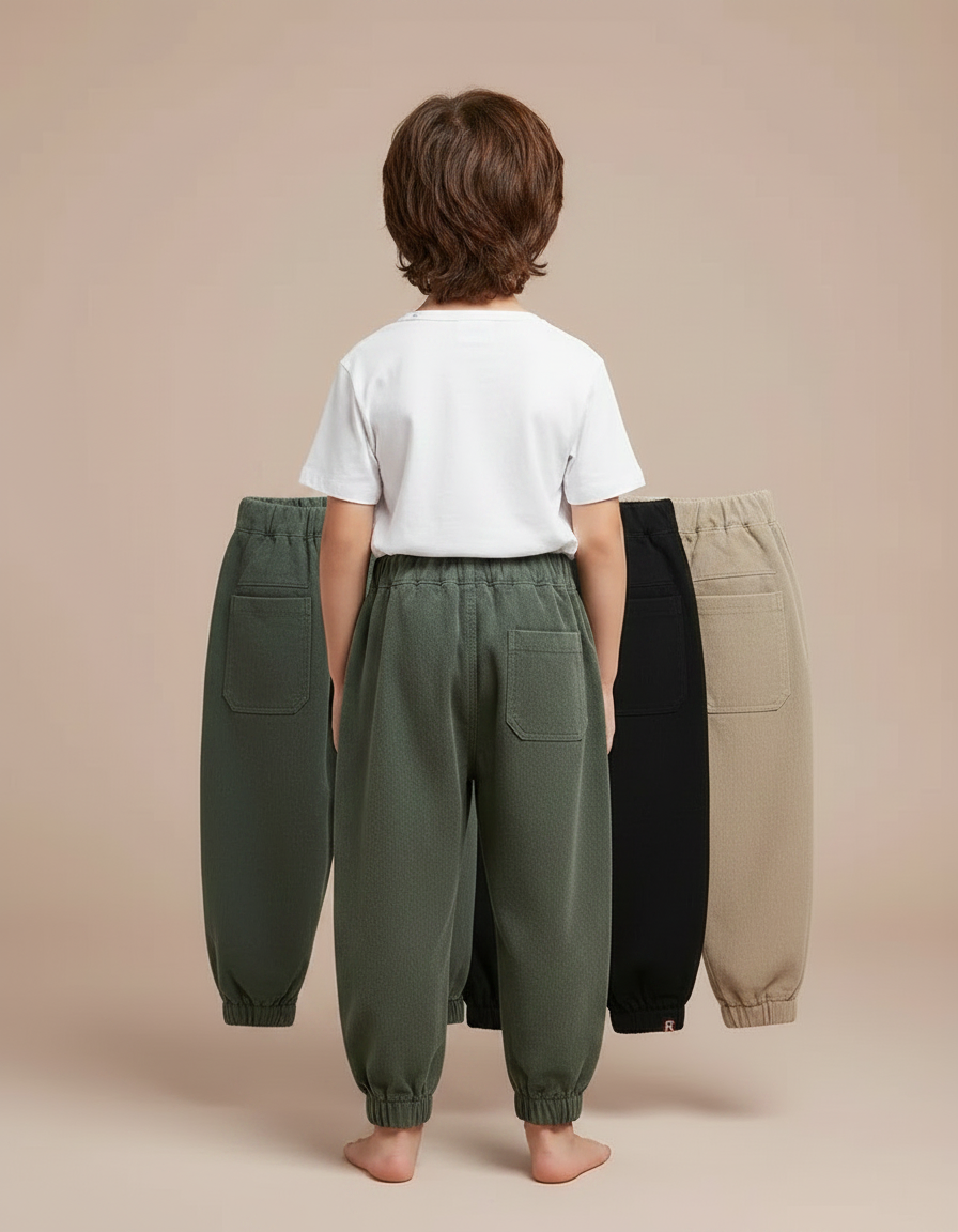 Pantalon Parachute Coton Ample Cargo Enfant - Kaki - vue 2