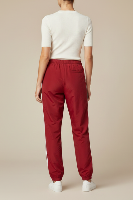 Pantalon Parachute Rouge Ample Rayures Blanches Sport - Polyester - vue 2