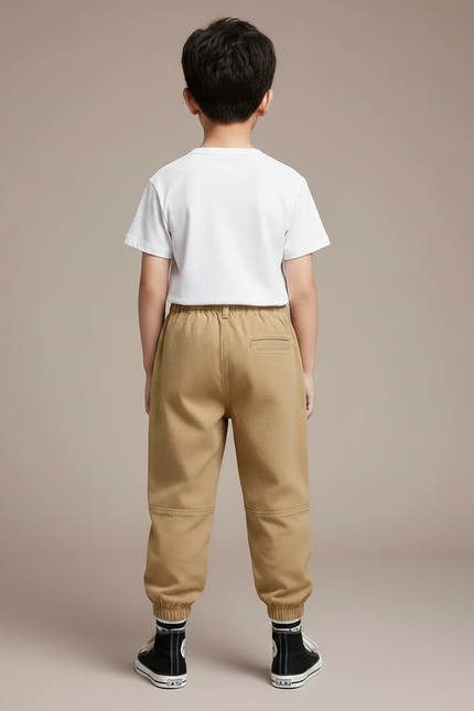 Pantalon Parachute Beige Cargo Ample Enfant Coton - vue 2