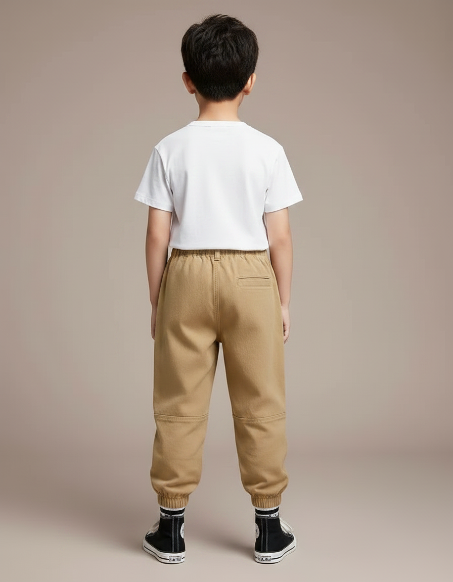 Pantalon Parachute Beige Cargo Ample Enfant Coton - vue 2