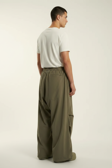 Pantalon Parachute Sport - Kaki Polyester - vue 2