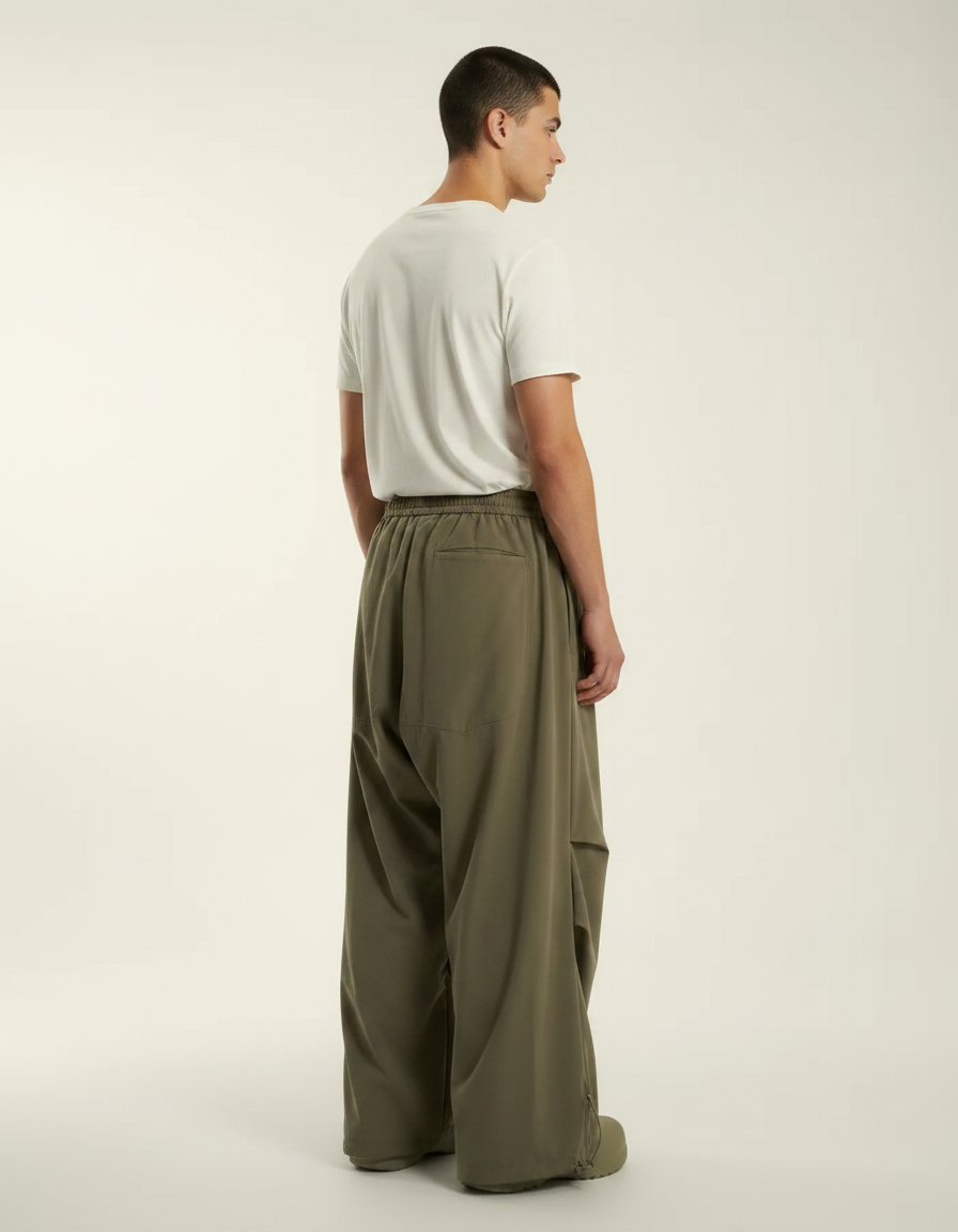 Pantalon Parachute Sport - Kaki Polyester - vue 2
