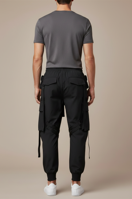 Pantalon Parachute Noir Cargo Homme Techwear - Polyester - vue 2