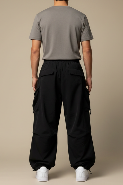 Pantalons Parachute - Noir Polyester - vue 2