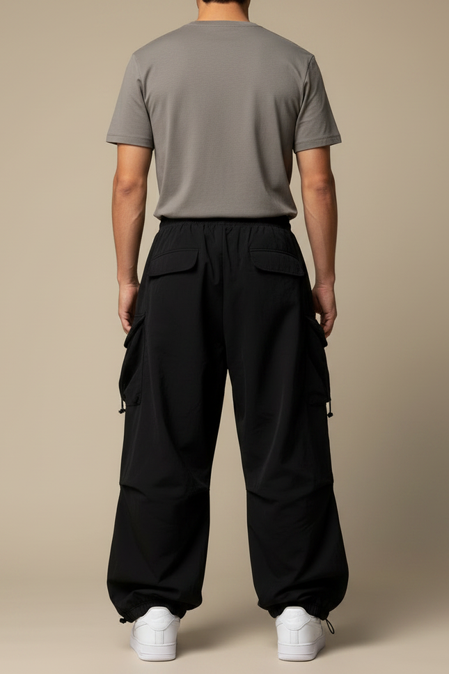 Pantalons Parachute - Noir Polyester - vue 2