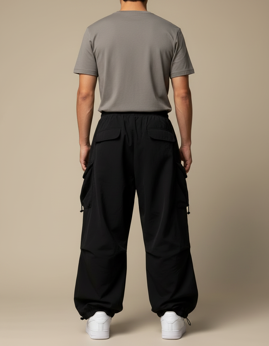 Pantalons Parachute - Noir Polyester - vue 2