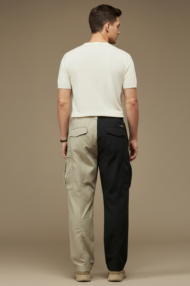 Pantalon Parachute Bicolore Cargo Ample Décontracté Homme - Multicolore Polyester - vue 2