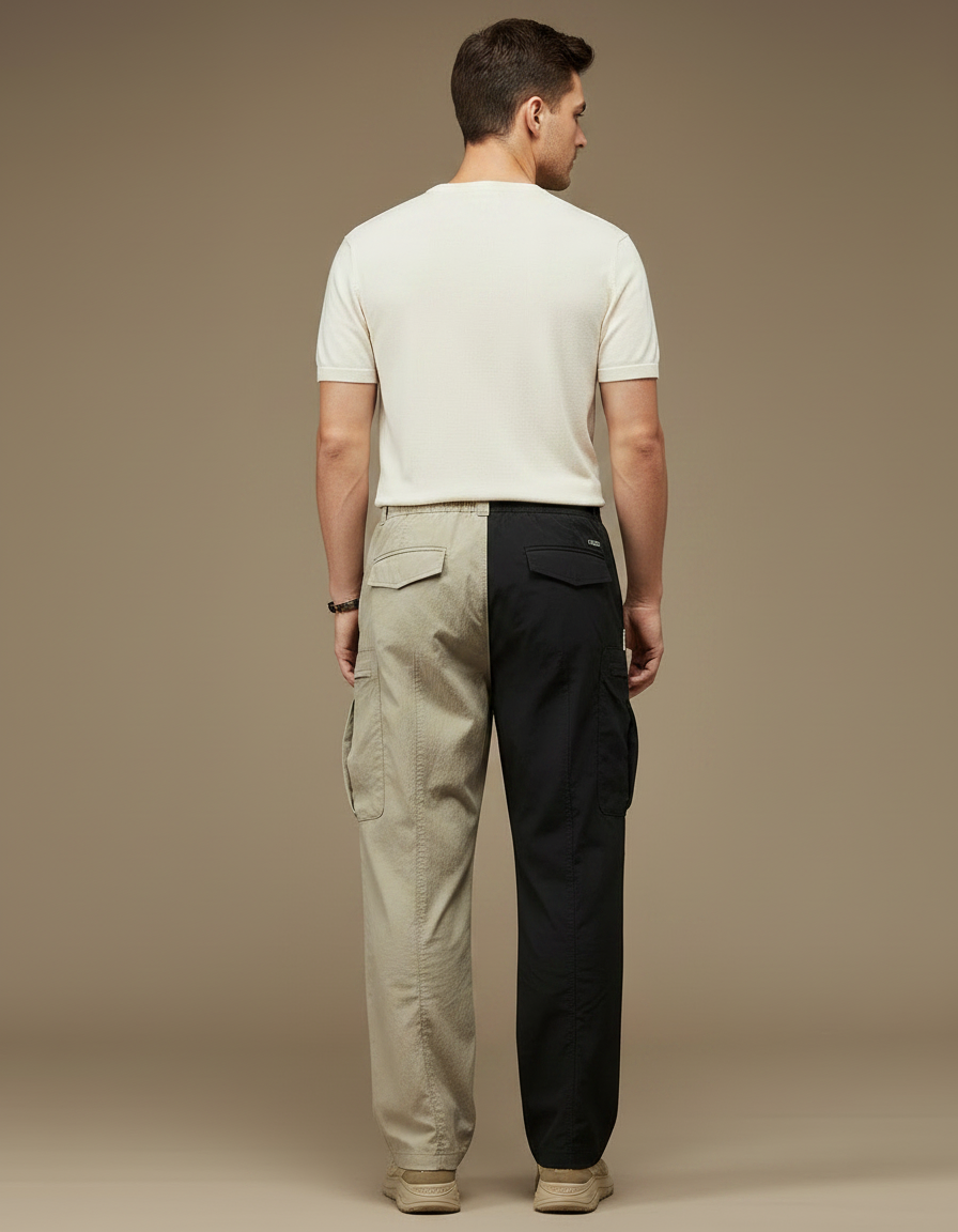 Pantalon Parachute Bicolore Cargo Ample Décontracté Homme - Multicolore Polyester - vue 2