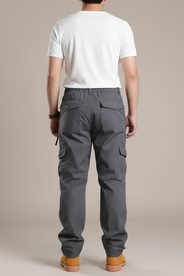 Pantalon Parachute Gris Coton Cargo Ample Homme - vue 2