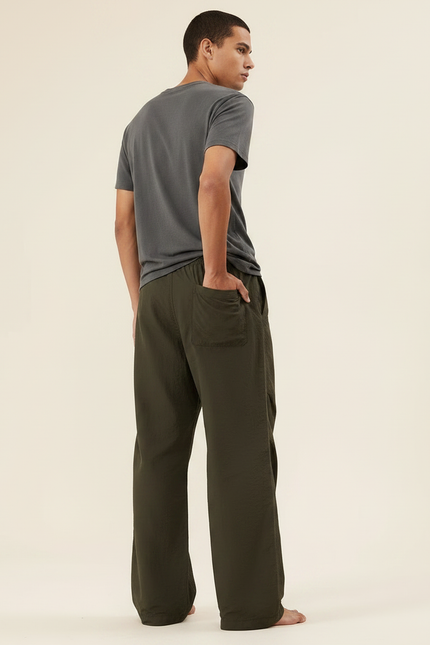 Pantalon Parachute Kaki Ample Cordon Décontracté Homme Large - Polyester - vue 2