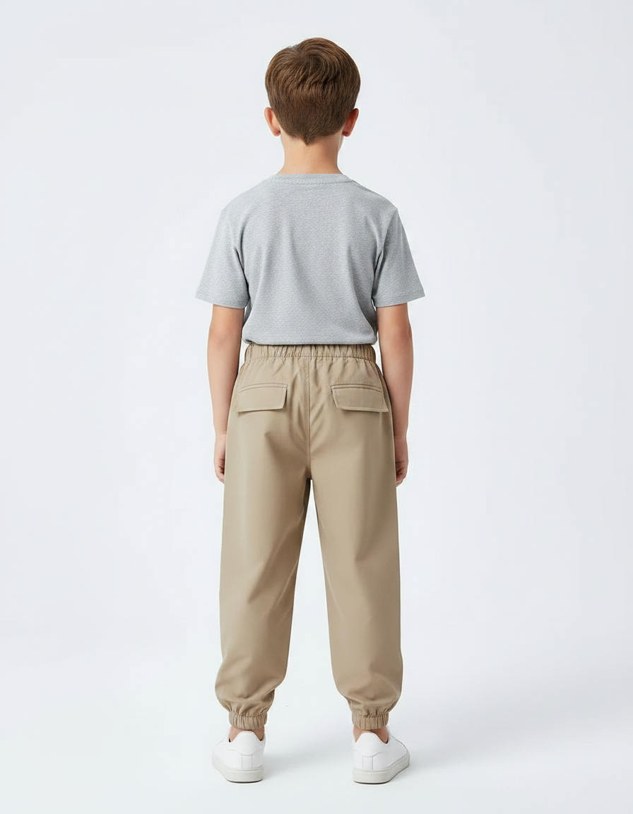 Pantalon Parachute Kaki Ample Cargo Garçon Sport - Polyester - vue 2