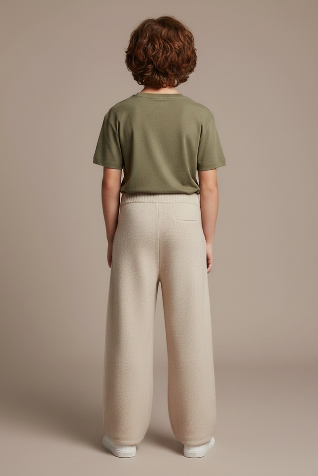 Pantalon Parachute Beige Laine Tricoté Ample Garçon - Maille - vue 2