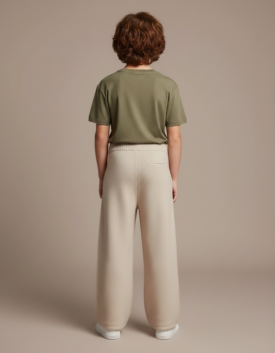 Pantalon Parachute Beige Laine Tricoté Ample Garçon - Maille - vue 2
