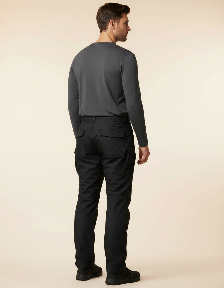 Pantalon Parachute Noir Cargo Homme Léger - Polyester - vue 2