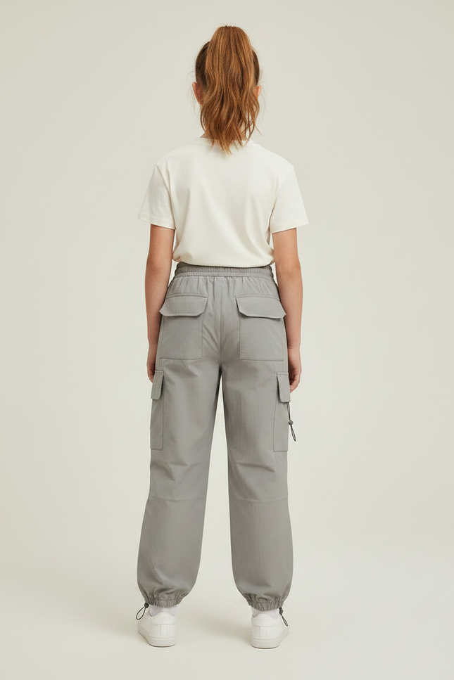 Pantalon Parachute Gris Cargo Ample Léger Femme - Polyester - vue 2