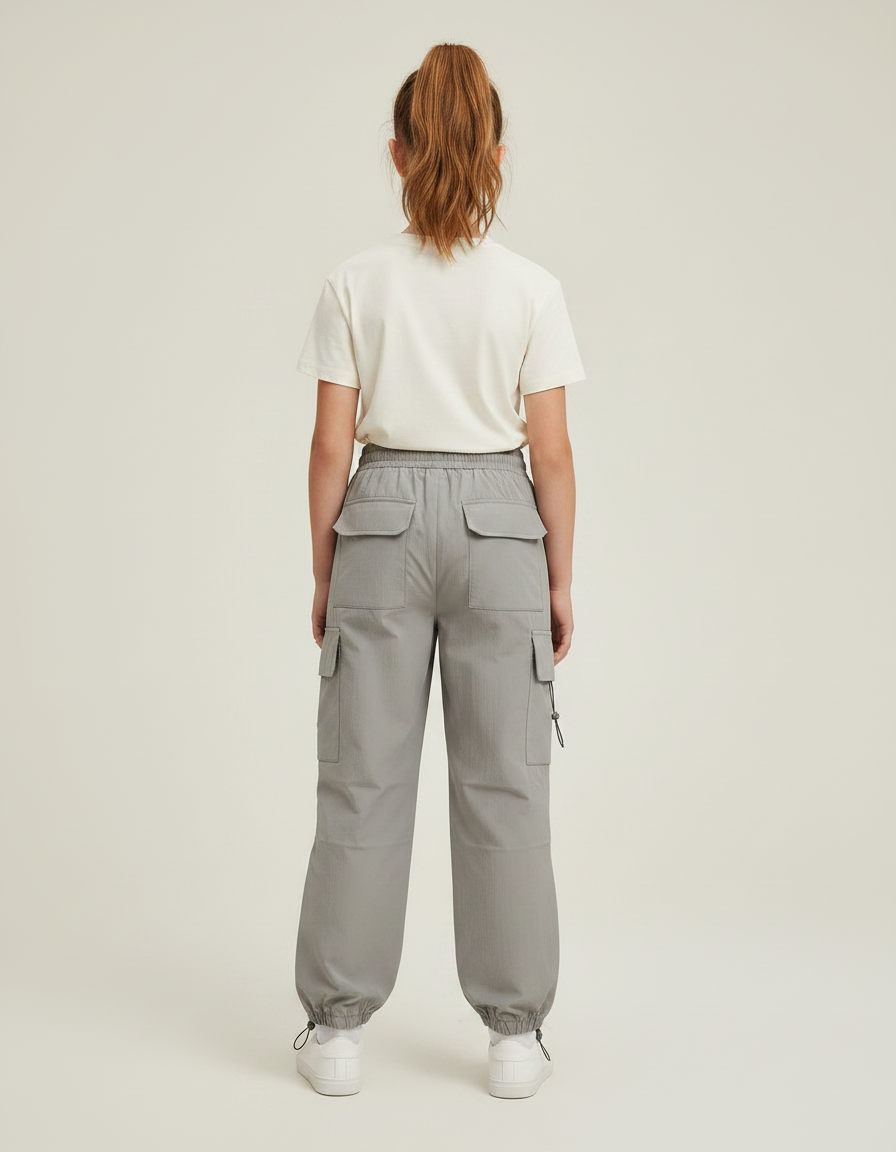 Pantalon Parachute Gris Cargo Ample Léger Femme - Polyester - vue 2