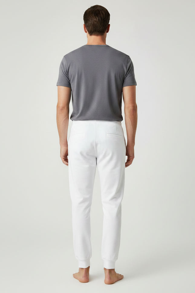 Pantalon Parachute Blanc Coton Ample Décontracté Homme - Molleton - vue 2