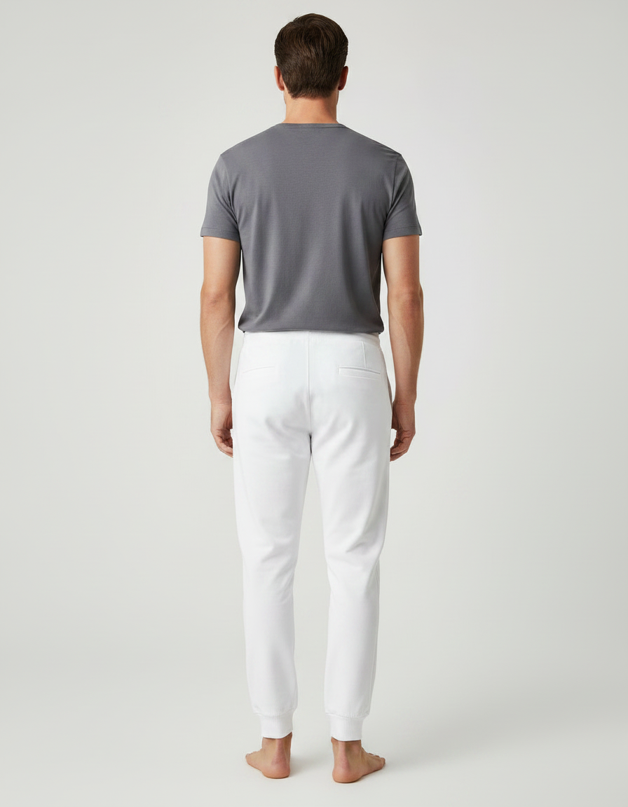 Pantalon Parachute Blanc Coton Ample Décontracté Homme - Molleton - vue 2